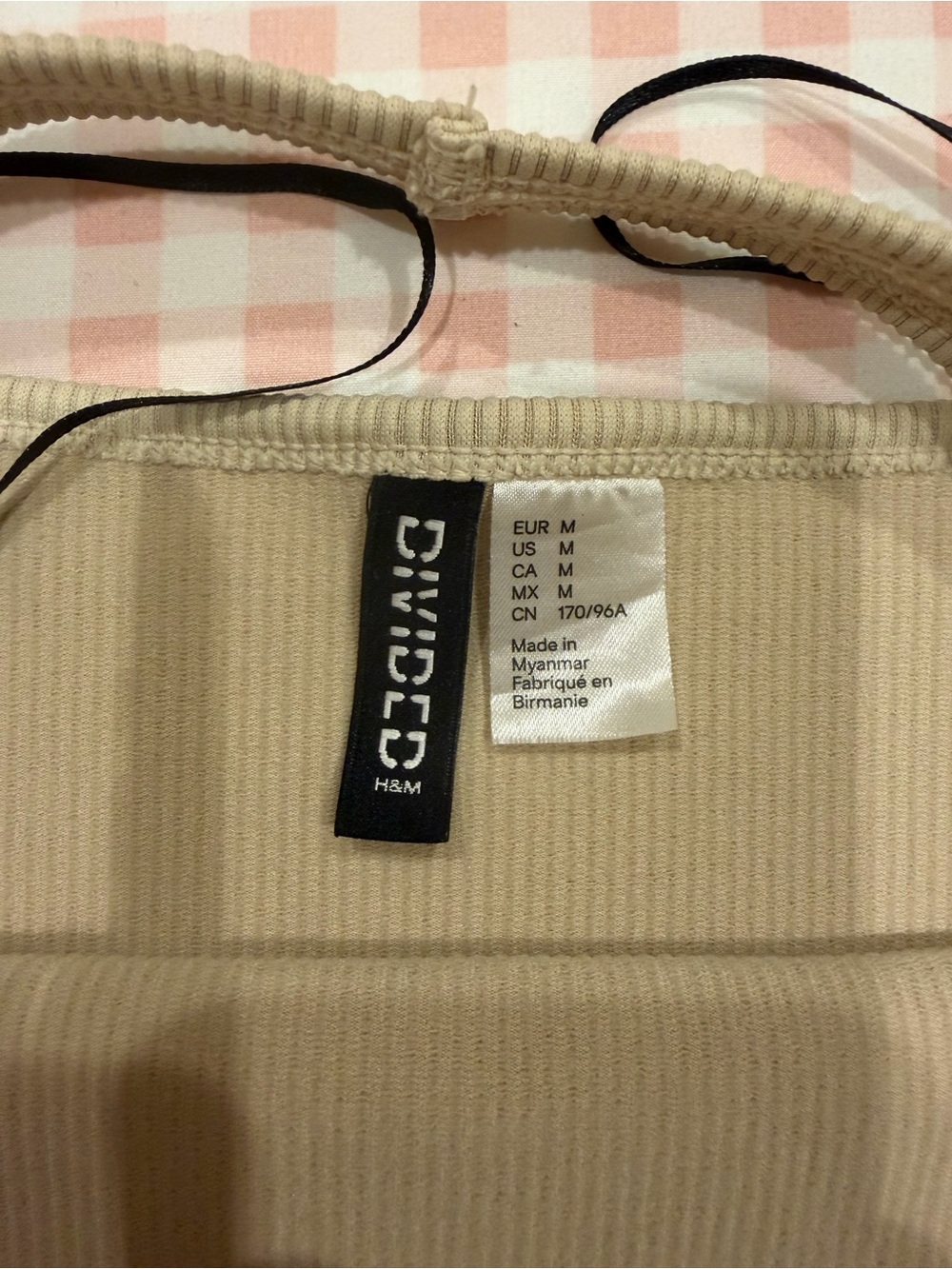 H&M Ribbed Halter Crop Top - Beige - Picture 2 of 2